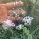 Pink Cowgirl CowBoy Hat Car Charm Rear View Mirror Hanging Disco Ball