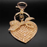 Heart Crystal Bowknot Key Chain for Women Rhinestone Key Ring Jewelry