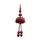 Cinnabar Lotus Car Keychain Chinese Lucky Phone Chain Bag Pendant