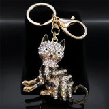 Crystal Cat Kitten Keychain Rhinestone Charm Bag Car Accessories Gift