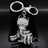 Crystal Cat Kitten Keychain Rhinestone Charm Bag Car Accessories Gift