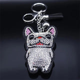 French Bulldog Crystal Tassel Keychain Bag Accessories