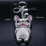 French Bulldog Crystal Tassel Keychain Bag Accessories