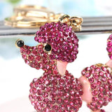 Poodle Dog Charm Pendant Key Chain Rhinestone Crystal Purse Bag Women Jewelry