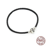 Qingxin s925 Silver Leather Weaving Bracelet Couple Jewelry