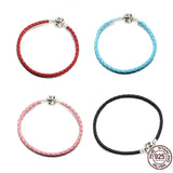 Qingxin s925 Silver Leather Weaving Bracelet Couple Jewelry