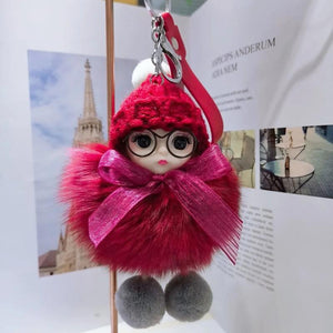 Pompom Baby Keychain Plush Doll Bag Keyring Car Gift