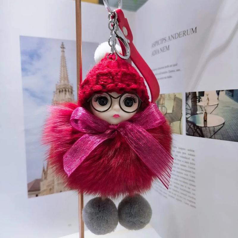 Pompom Baby Keychain Plush Doll Bag Keyring Car Gift