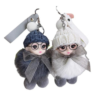 Pompom Baby Keychain Plush Doll Bag Keyring Car Gift