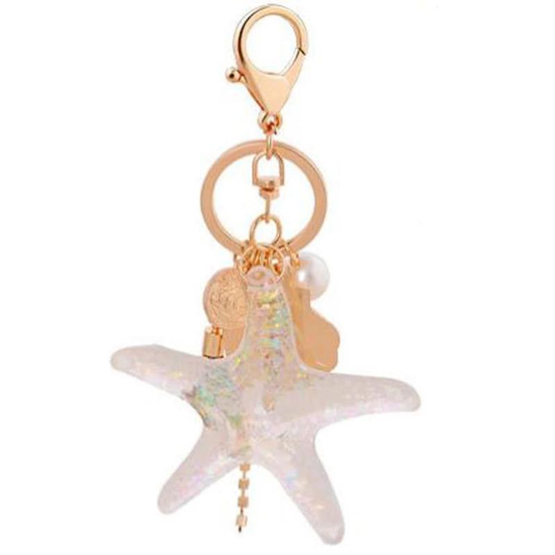Shell Starfish Tassel Keychain Alloy Car Keyring Women Handbag Charm