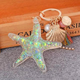 Shell Starfish Tassel Keychain Alloy Car Keyring Women Handbag Charm