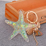Shell Starfish Tassel Keychain Alloy Car Keyring Women Handbag Charm