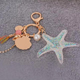 Shell Starfish Tassel Keychain Alloy Car Keyring Women Handbag Charm