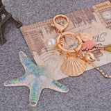Shell Starfish Tassel Keychain Alloy Car Keyring Women Handbag Charm