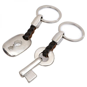 Zinc Alloy Couples Lock Key Chain Ring Holder Metal Car Keyring