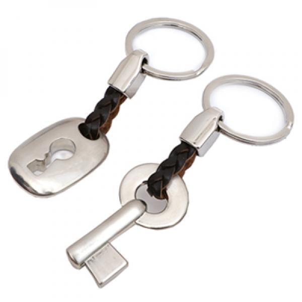 Zinc Alloy Couples Lock Key Chain Ring Holder Metal Car Keyring