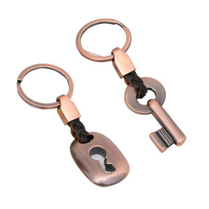 Zinc Alloy Couples Lock Key Chain Ring Holder Metal Car Keyring
