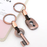 Zinc Alloy Couples Lock Key Chain Ring Holder Metal Car Keyring
