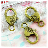 30pcs Antique Bronze Plated Charms Lobster Clasp Key Chains DIY Accessories