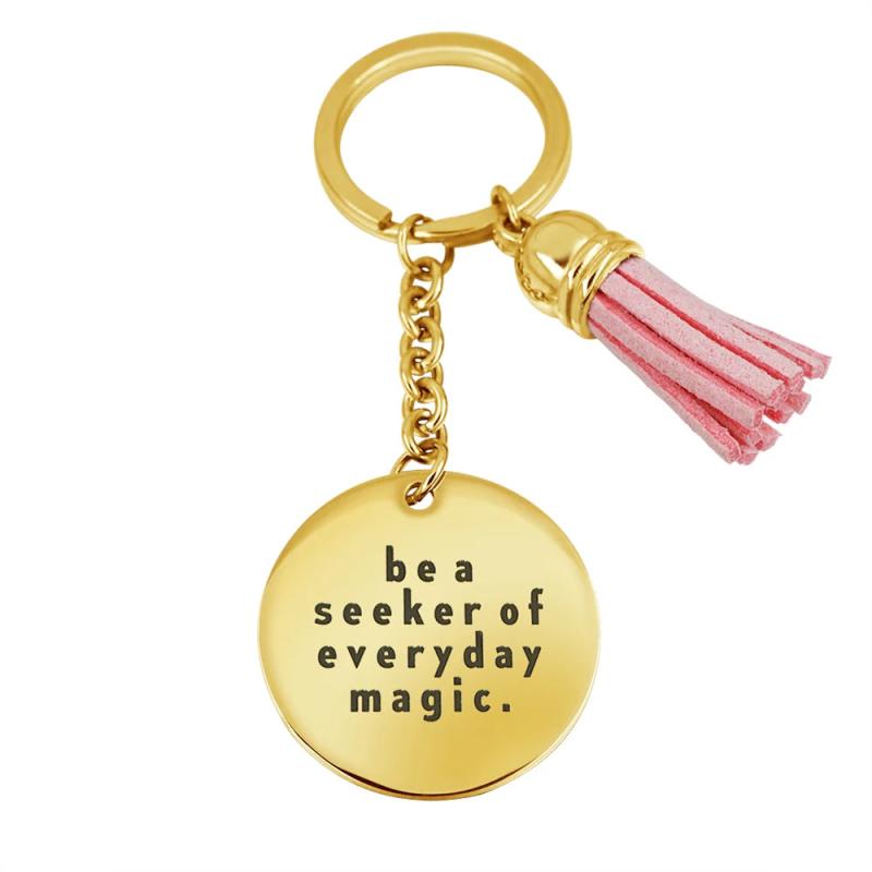 Pink Tassel Charm Keychain Engraved Keychains Birthday
