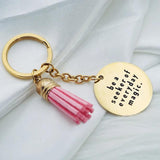 Pink Tassel Charm Keychain Engraved Keychains Birthday