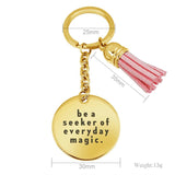 Pink Tassel Charm Keychain Engraved Keychains Birthday