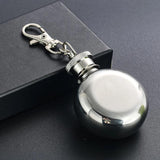 1oz Stainless Steel Hip Flask Keychain Mini Flagon Wine Pot