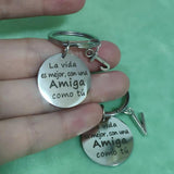 Amija Stainless Steel Initial Pendant Keychain