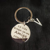 Amija Stainless Steel Initial Pendant Keychain