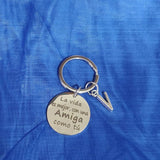Amija Stainless Steel Initial Pendant Keychain