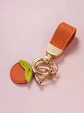 Leather Fruit Flower Pendant Keychain Sheepskin Rope Car Key Ring Holder