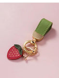 Leather Fruit Flower Pendant Keychain Sheepskin Rope Car Key Ring Holder