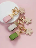 Leather Fruit Flower Pendant Keychain Sheepskin Rope Car Key Ring Holder