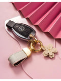 Leather Fruit Flower Pendant Keychain Sheepskin Rope Car Key Ring Holder