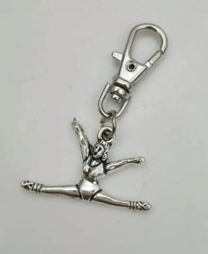 Gymnast Girl Rotate Charm Keychain Vintage Pendant Car Key Ring Handbag Gift
