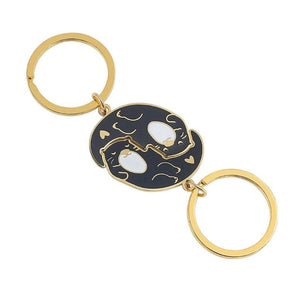 Metal Couple Keychain Otters Cat Keychain Keyring For His Hers