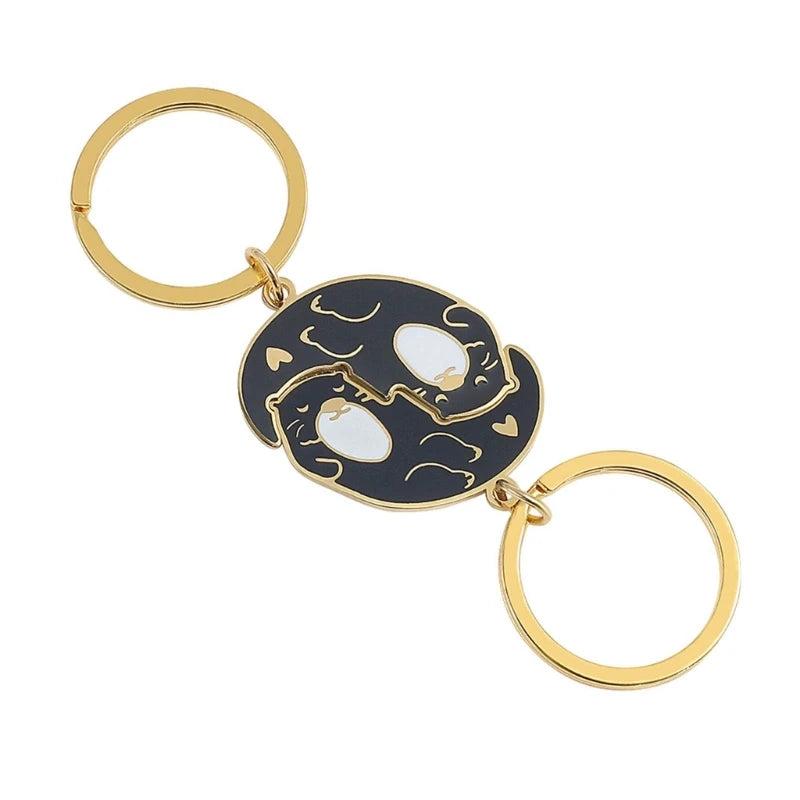 Metal Couple Keychain Otters Cat Keychain Keyring For His Hers