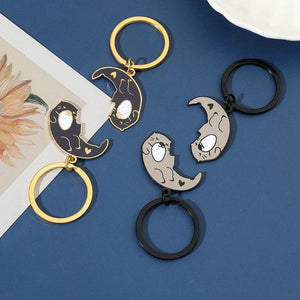 Metal Couple Keychain Otters Cat Keychain Keyring For His Hers