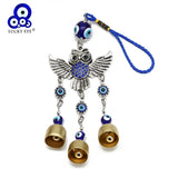 Lucky Eye Alloy Owl Pendant Tassel Evil Eye Bead Wall Hanging