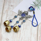 Lucky Eye Alloy Owl Pendant Tassel Evil Eye Bead Wall Hanging