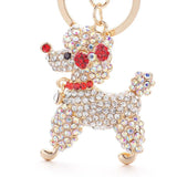 Poodle Dog Crystal Keychain Bow with Bowknot Car Bag Keychain