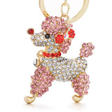Poodle Dog Crystal Keychain Bow with Bowknot Car Bag Keychain