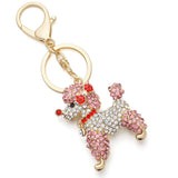 Poodle Dog Crystal Keychain Bow with Bowknot Car Bag Keychain