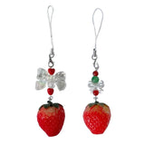 Strawberry Keychain Bowknot Phone Charm Y2K Jewelry