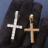 Iced Zircon Baguette Cross Chain Men's Hip hop Jewelry Silver CZ Pendant