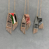Vintage Stainless Steel Pendant Chain Necklaces Zircon Tassel Charm Jewelry Gift