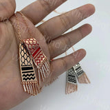 Vintage Stainless Steel Pendant Chain Necklaces Zircon Tassel Charm Jewelry Gift