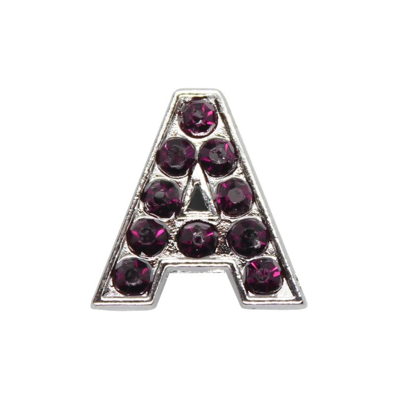 50pcs 8mm Slide Letters Charms A-Z Alloy Rhinestone Alphabet for DIY Bracelet