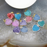 Love Heart Natural Geode Agate Pendant, Druzy Quartz Necklace DIY