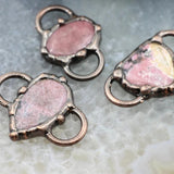 Rhodonite Slice Pink Quartz Connector for DIY Jewelry Making